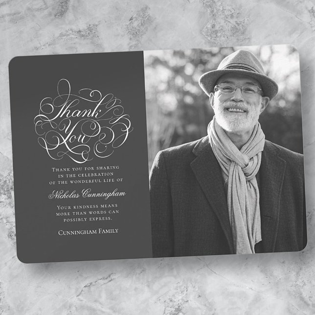 Carte De Remerciements Mémorial photo de calligraphie classique et simple (Créateur téléchargé)