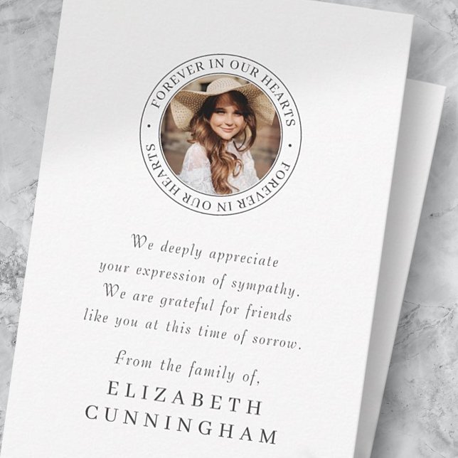 Carte De Remerciements Mémorial pour toujours dans nos coeurs Élégante ph (Créateur téléchargé)