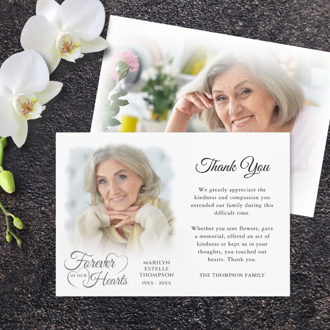 Carte De Remerciements Mémorial pour toujours dans nos coeurs Photo (Créateur téléchargé)