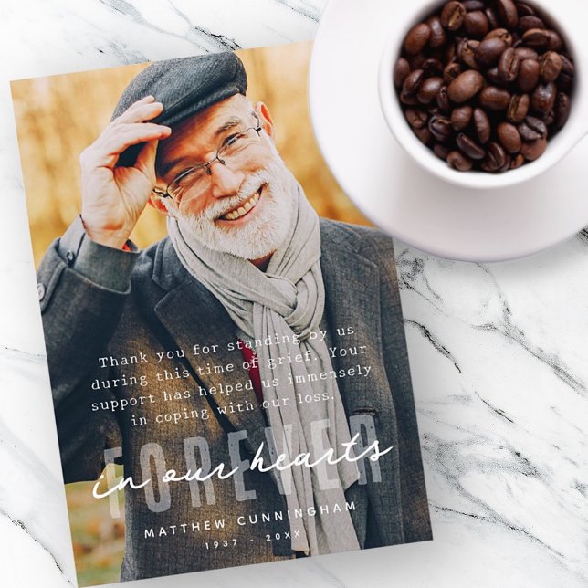 Carte De Remerciements Mémorial pour toujours dans nos coeurs Photo moder (Créateur téléchargé)