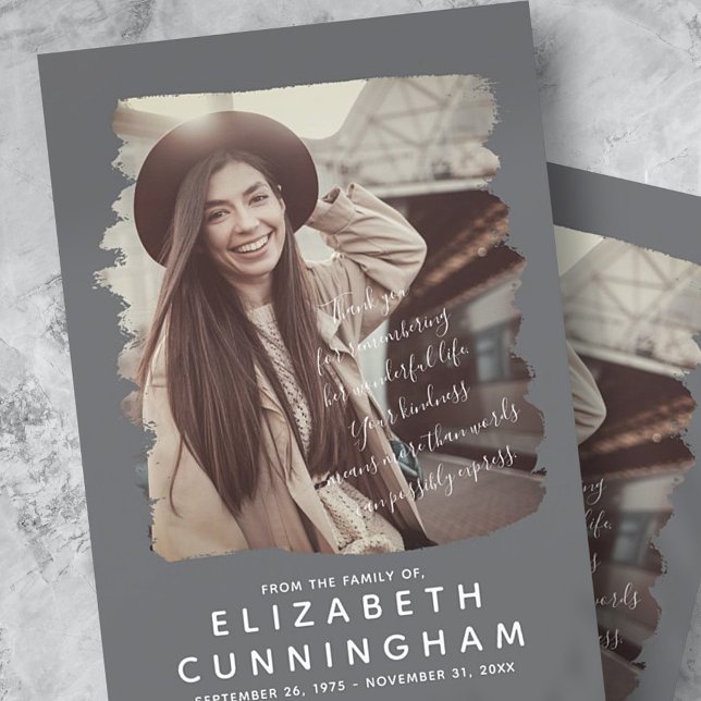 Carte De Remerciements Memorial Simple and Modern Photo Frame (Créateur téléchargé)