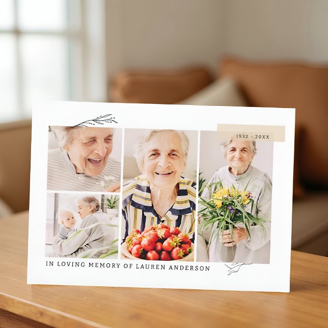 Carte De Remerciements Memorial Simple Modern 7 - Grille photo Prière (Créateur téléchargé)