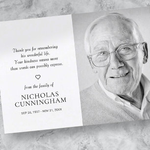 Carte De Remerciements Memorial Simple Photo moderne