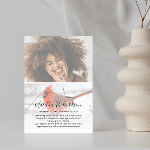 Carte De Remerciements Mémorial symbolique du cardinal rouge