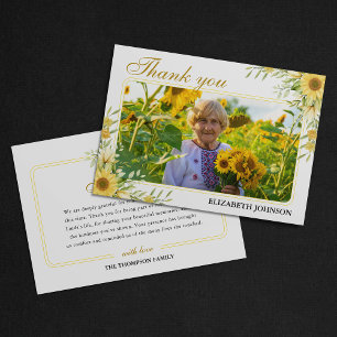 Carte De Remerciements Mémorial Tournesol En Souvenir Affectueux