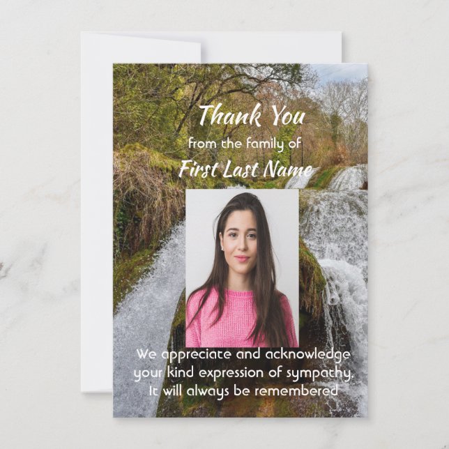 Carte De Remerciements Memorial Waterfall Landscape Outdoors  Thank you (Devant)