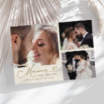 Carte De Remerciements Memories Made With Love Wedding Cream Multi Photo<br><div class="desc">Modern and elegant wedding thank you photo card featuring a text that says "Memories made with love." You can add another photo on the back with a message. Cream.</div>