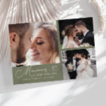 Carte De Remerciements Memories Made With Love Wedding Sage Green Photo<br><div class="desc">Modern and elegant wedding thank you photo card featuring a text that says "Memories made with love." You can add another photo on the back with a message. Sage green.</div>