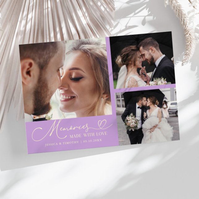 Carte De Remerciements Memories Made With Love Wedding Wisteria Photo (Créateur téléchargé)