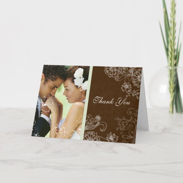 Carte De Remerciements Menthe de chocolat - mariage (Devant)