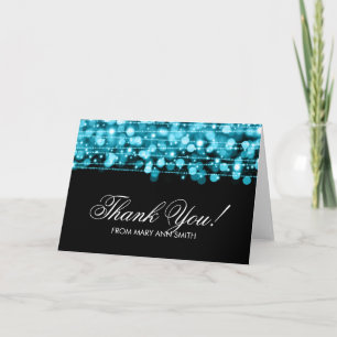 Carte De Remerciements "Merci" 60e anniversaire fête étincelle Turquoise