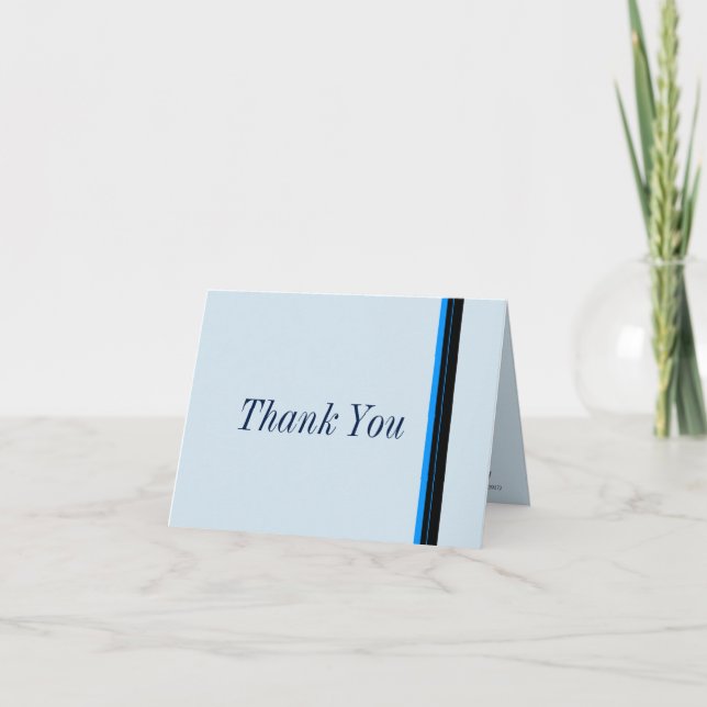 Carte De Remerciements "Merci" - Bleu et noir (Devant)