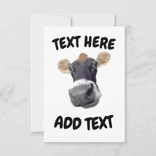 Carte De Remerciements Merci, Cow Face (Devant)