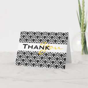 Carte De Remerciements "merci" damas noir jaune mariage