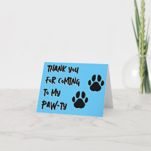 Carte De Remerciements "Merci d'être venu à mon PAW-ty" empreintes de pat