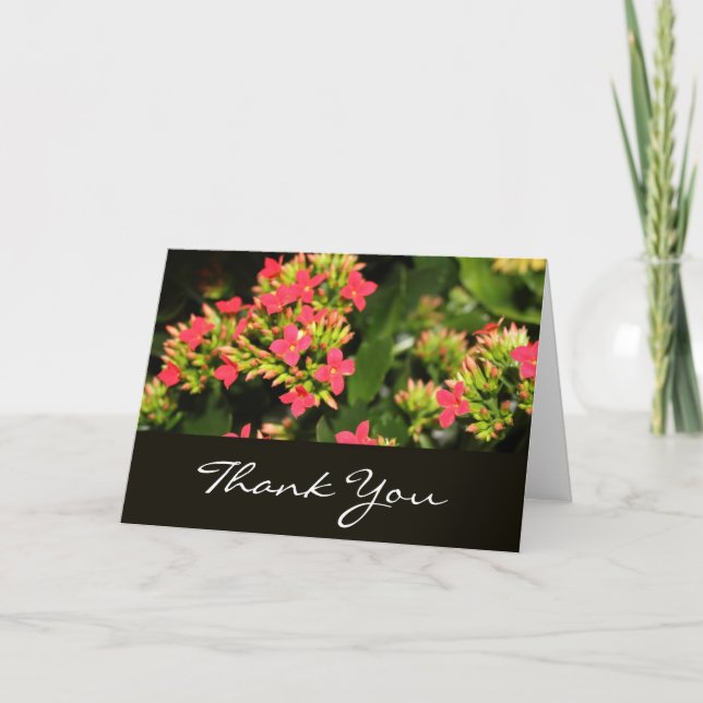 Carte De Remerciements merci, fleurs rouges (Devant)