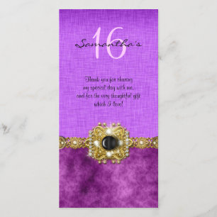 Carte De Remerciements "merci" les gemmes noires roses de "sweet sixteen"