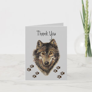 Carte De Remerciements Merci, loups, Loup Traces animal
