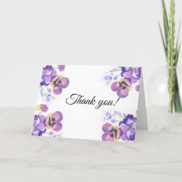 Carte De Remerciements Merci, pensées violettes florales