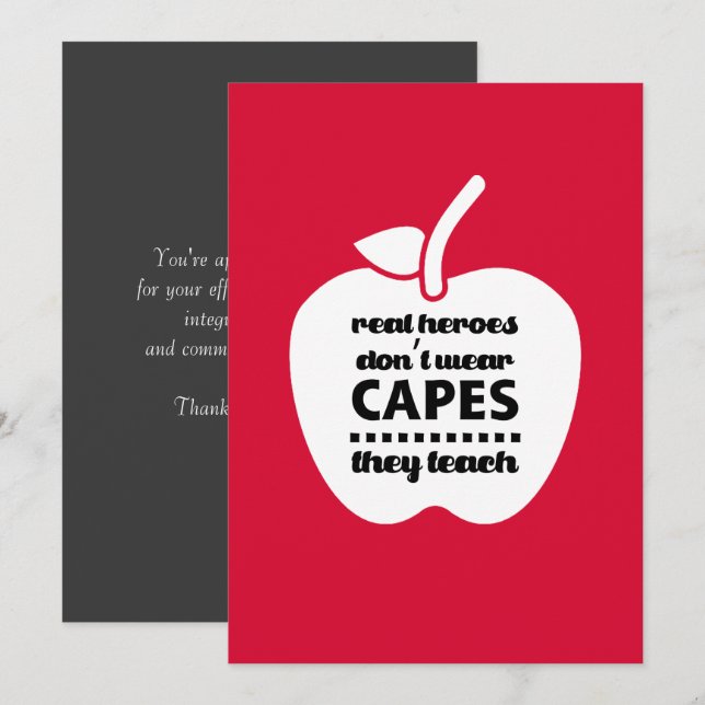 Carte De Remerciements Merci, professeur. Citation d'enseignement | Apple (Devant / Derrière)