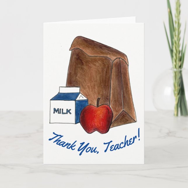 Carte De Remerciements Merci, professeur ! Sac à l'école Déjeuner Lait Po (Devant)