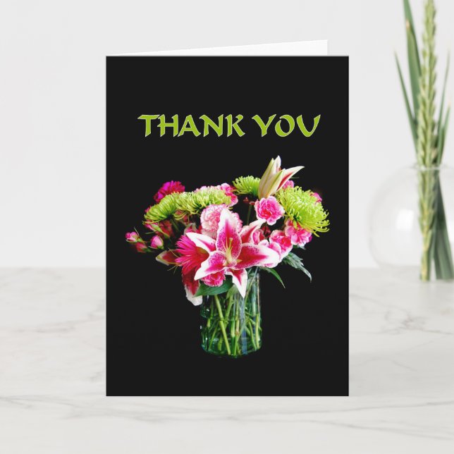 Carte De Remerciements Merci, Stargazer Lily Bouquet (Devant)