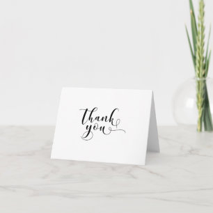 Carte De Remerciements "Merci" Typographie noire ornée Script 3