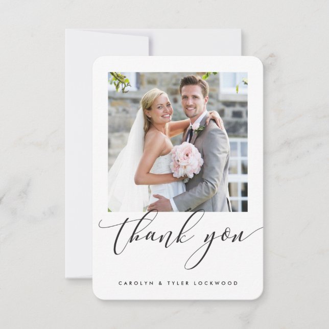 Carte De Remerciements MERCIS POUR LE MARIAGE écriture calligraphique mod (Devant)