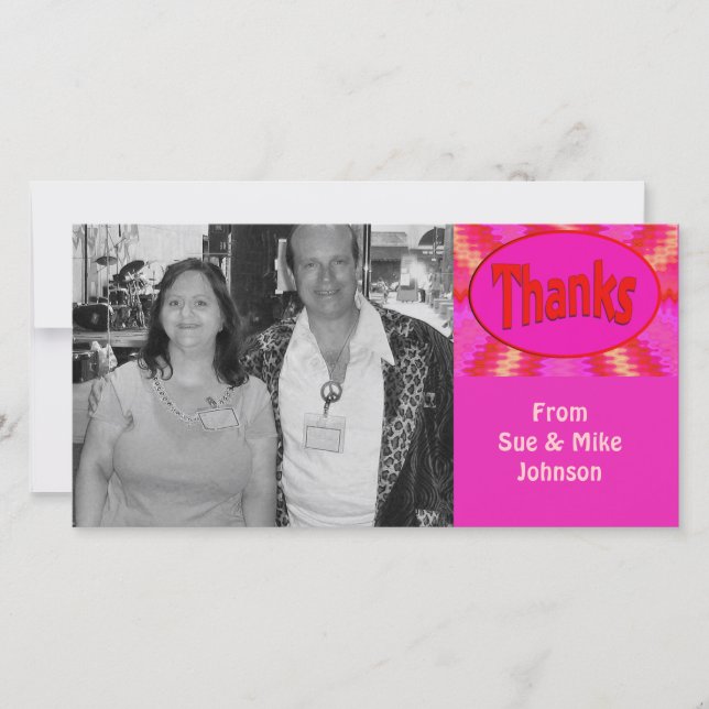 Carte De Remerciements mercis rouge-rose (Devant)