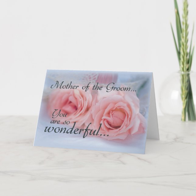 Carte De Remerciements Mère du Marié, Merci, Roses Roses (Devant)