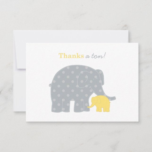 Carte De Remerciements Mère Eléphant Jaune Chien gris Baby shower (Devant)