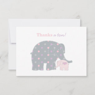 Carte De Remerciements Mère Eléphant rose pourpre Baby shower points
