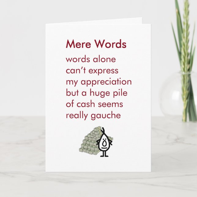 Carte De Remerciements Mere Words - un poème de remerciement amusant (Devant)