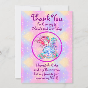 Carte De Remerciements Mermaid 3e anniversaire Modifier Modifier Modifier