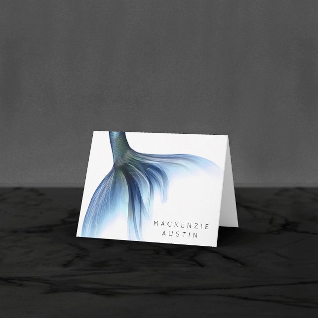 Carte De Remerciements Mermaid Glam Tail | Dusty Ice Blue Luster Custom (Créateur téléchargé)