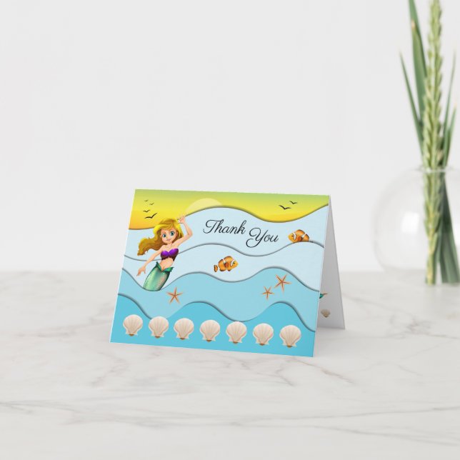 Carte De Remerciements Mermaid Sea Adventure Ocean Waves (Devant)