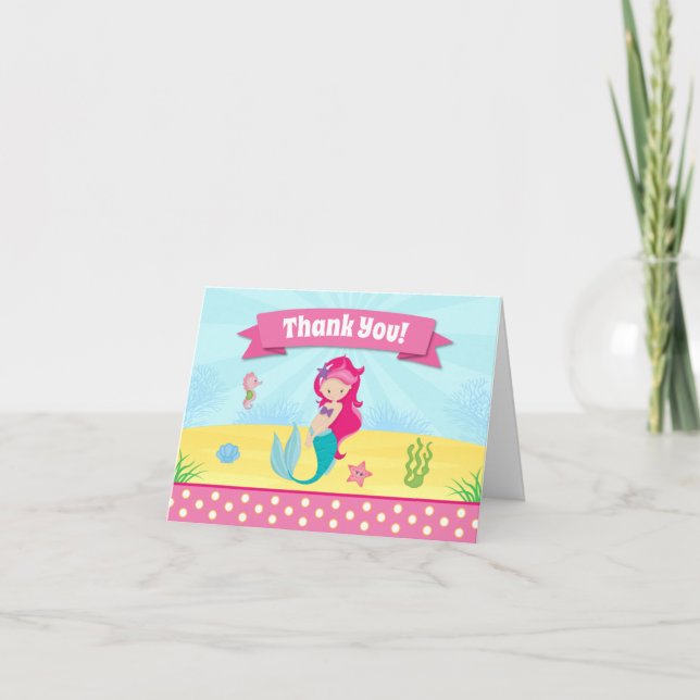 Carte De Remerciements Mermaid Thank You Card Folded Note Card (Devant)