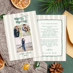 Carte De Remerciements Merry and Married Cadre Photo de Mariage Dessiné à