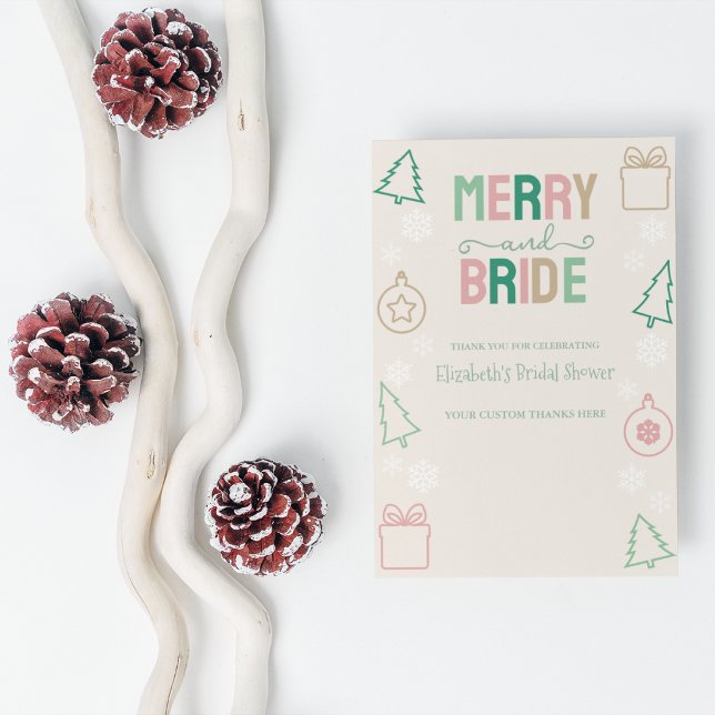 Carte De Remerciements Merry & Bride Noël Shower Nuptial (Créateur téléchargé)