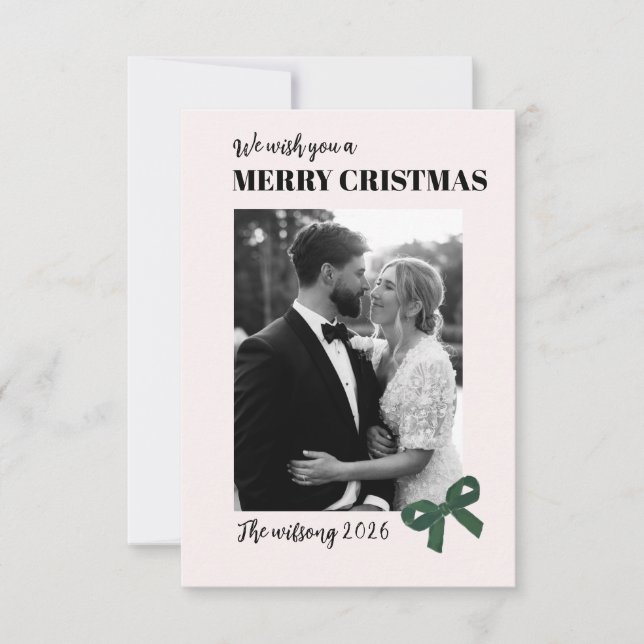 Carte De Remerciements Merry Christmas Card Template, Family Photo (Devant)