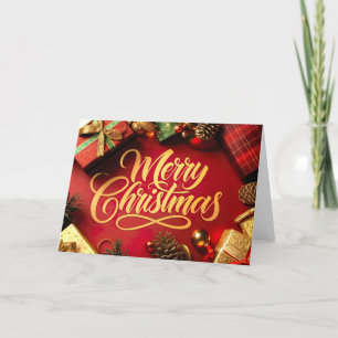 Carte De Remerciements "Merry Christmas" Écriture avec cadeaux et picots