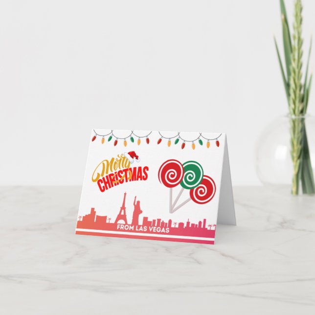 Carte De Remerciements Merry Christmas from Las Vegas Cards (Devant)