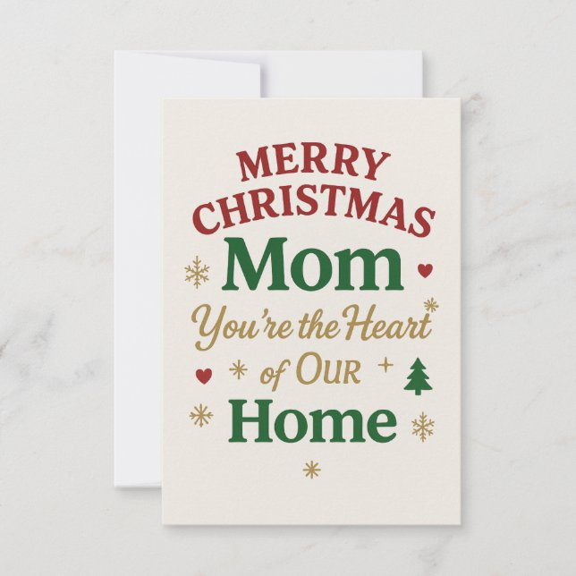 Carte De Remerciements Merry Christmas Mom Card (Devant)