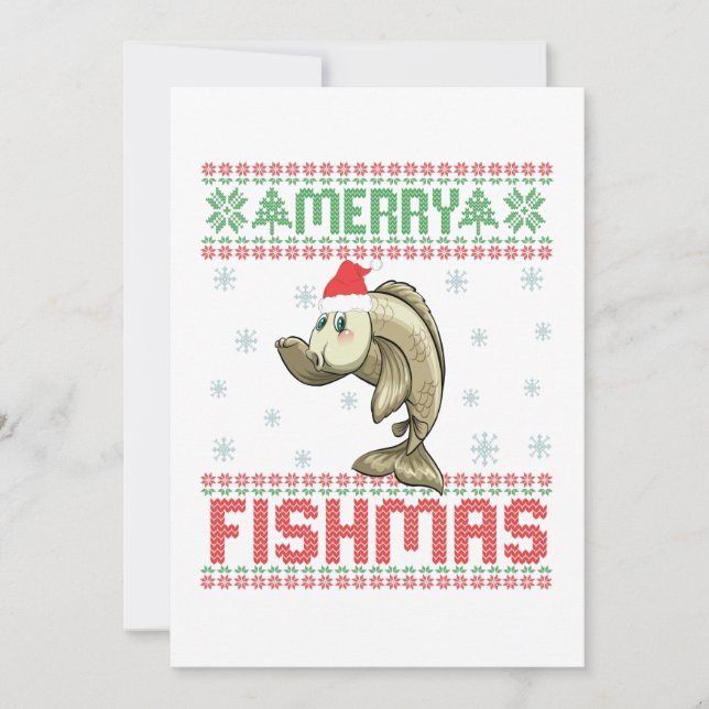 Carte De Remerciements Merry Fishmas drôle Vilain Noël Sweat Poisson (Devant)
