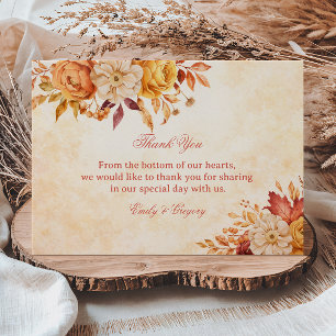 Carte De Remerciements Message d'appréciation de la floraison automnale é