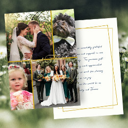 Carte De Remerciements Message de collage de photos de mariage Amour et M