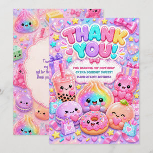 Carte De Remerciements Message de fête d'anniversaire Squishy Arc-en-ciel