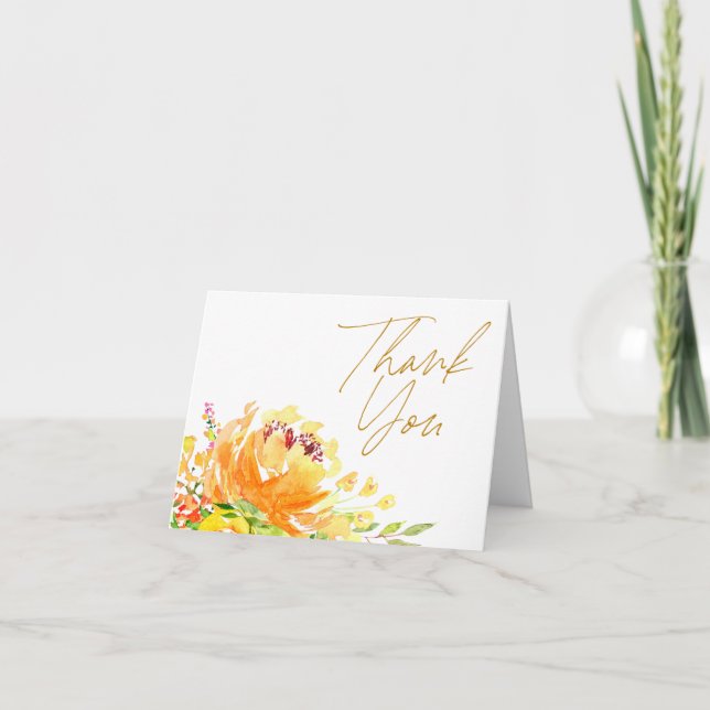 Carte De Remerciements Message de Fête des mariées florale d'aquarelle ja (Devant)