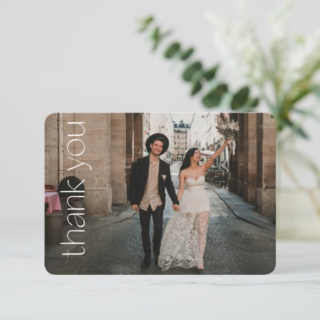 Carte De Remerciements Message de mariage avec superposition de photo de  (Debout devant)