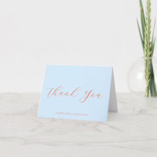 Carte De Remerciements Message de mariage élégant calligraphie bleu orang